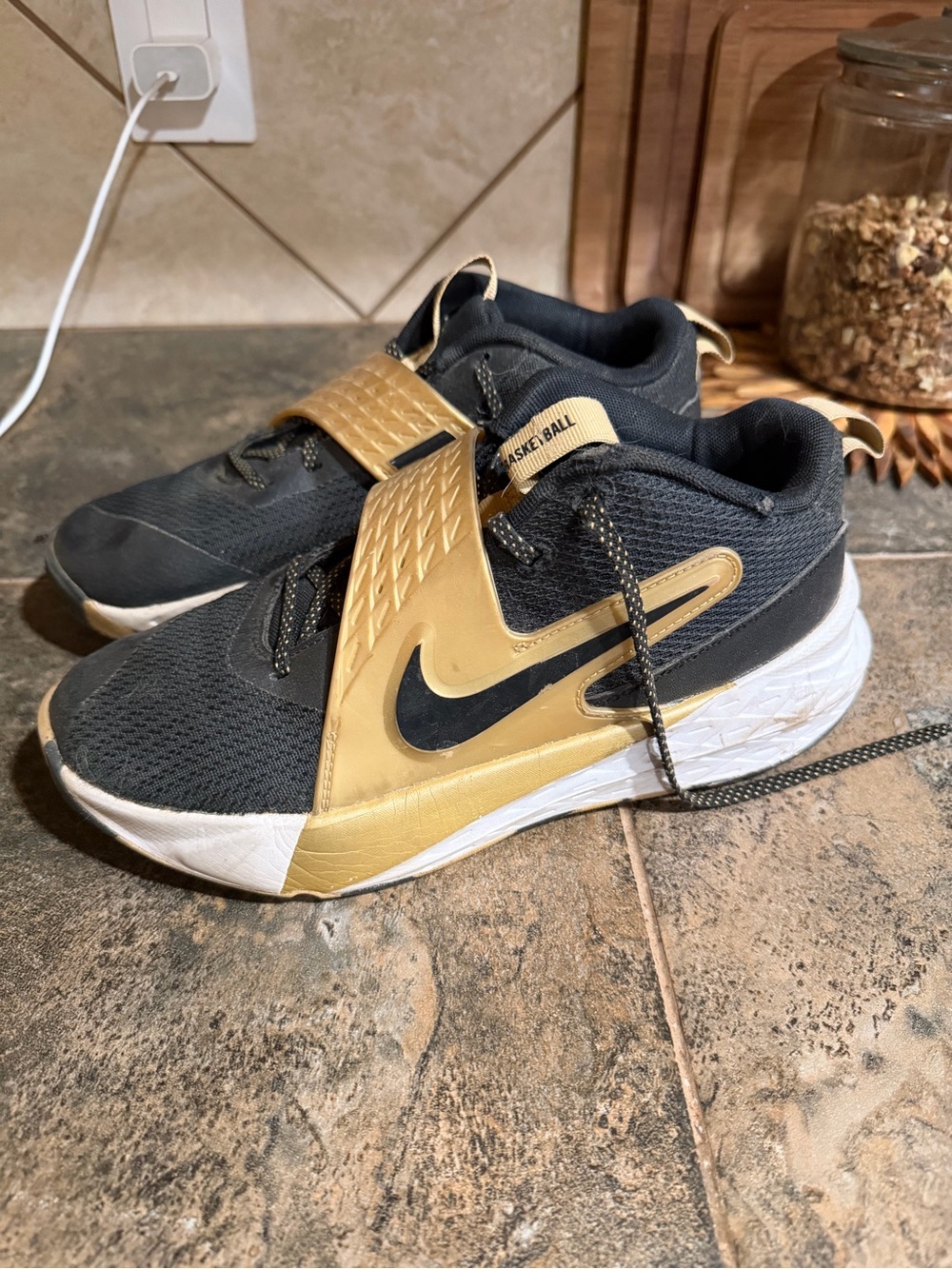 Nike Kids Black and Gold Athletic Sneakers